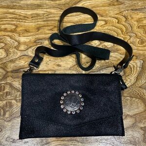 New Keep it Gypsy Jordan black glitter leather crossbody purse